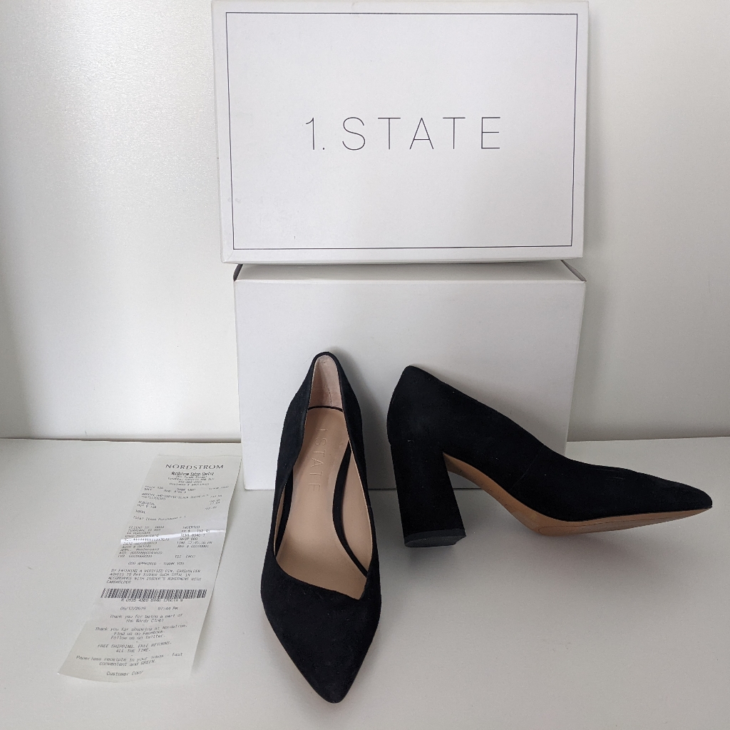 1. State Pumps, Black Velour, Sz 6.5